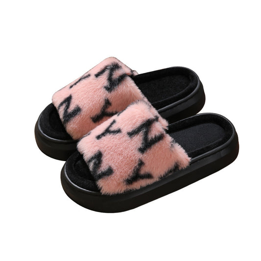 Letter Print Open-Toed Slippers