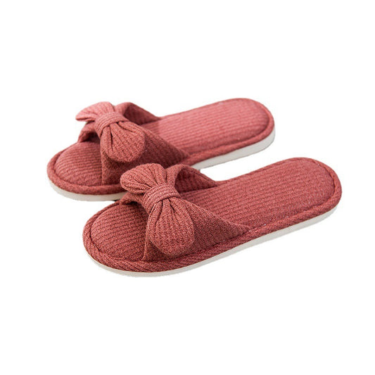 Couple Striped Linen Slippers