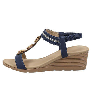 Retro Beaded Wedge Sandals
