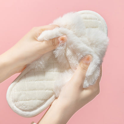 Soft Plush Cross-Strap Slippers