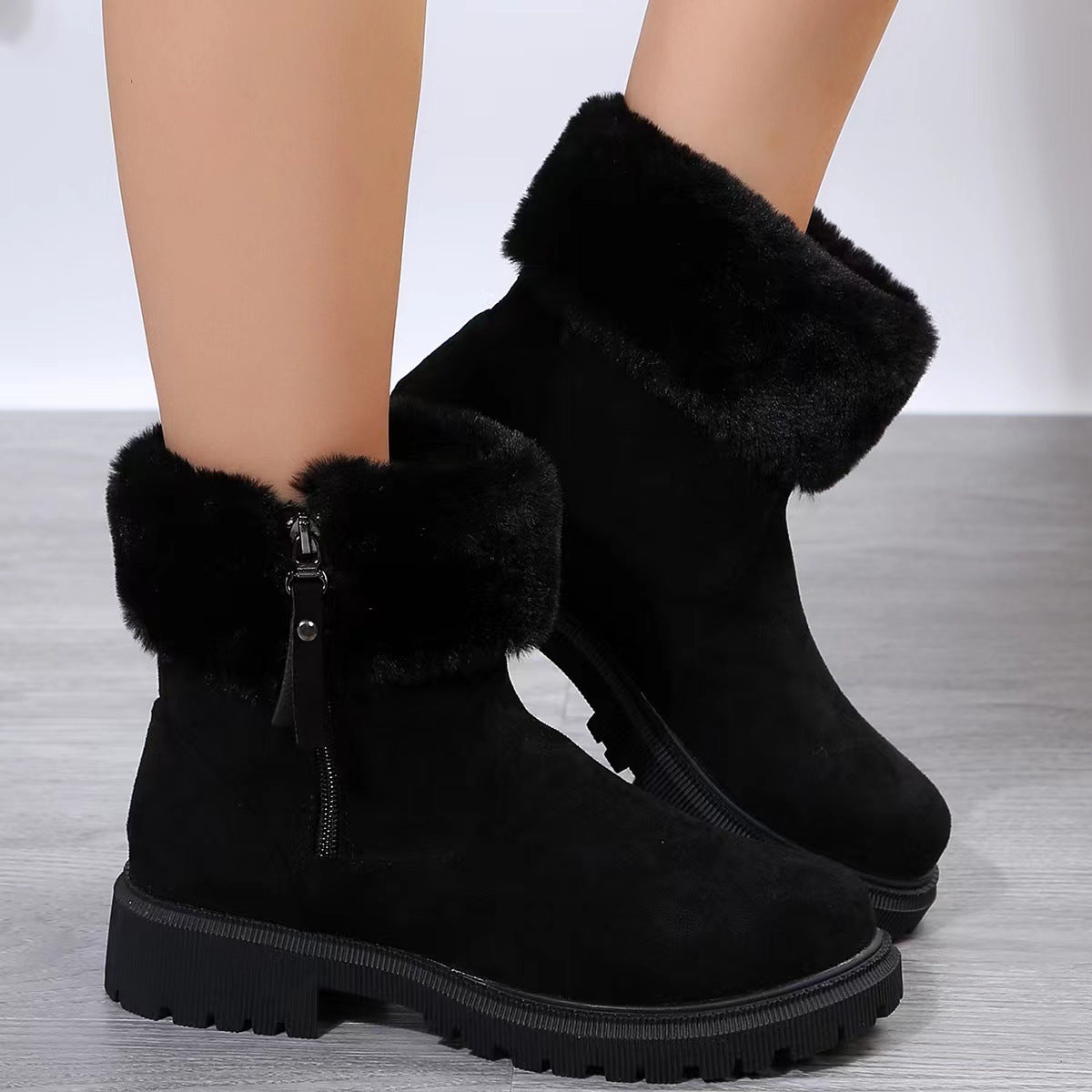 Warm Plush Side-Zipper Boots