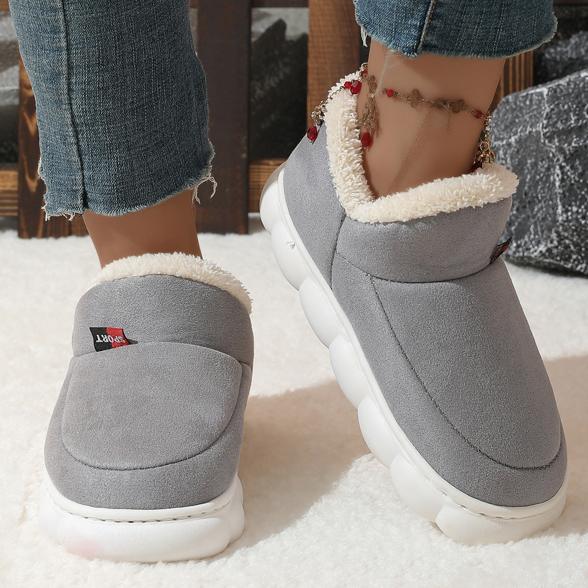 Plush Suede Winter House Shoes