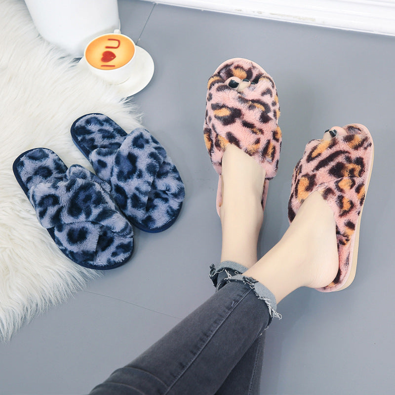 Leopard Print Fuzzy Slippers