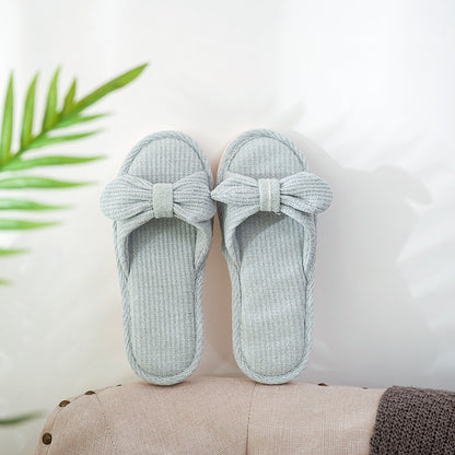 Couple Striped Linen Slippers