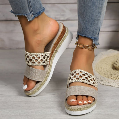 Rope Bottom Platform Sandals