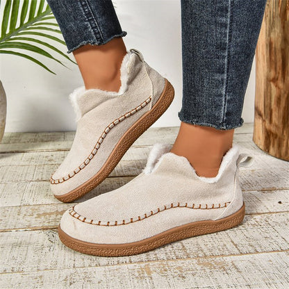 V-Cut Plush Ankle Boots