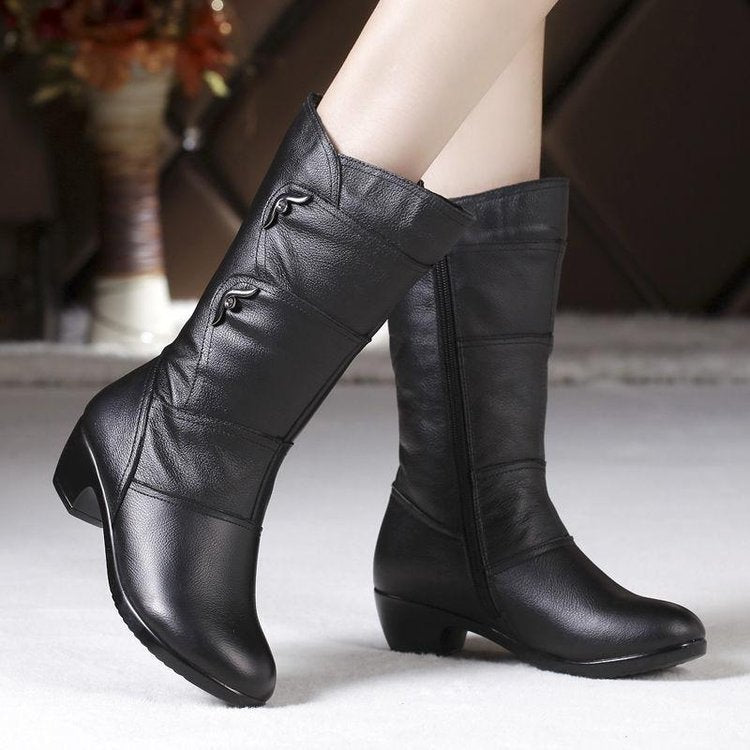 Velvet Padded Round Head Boots