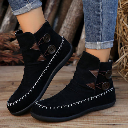 Button Design Ankle Boots