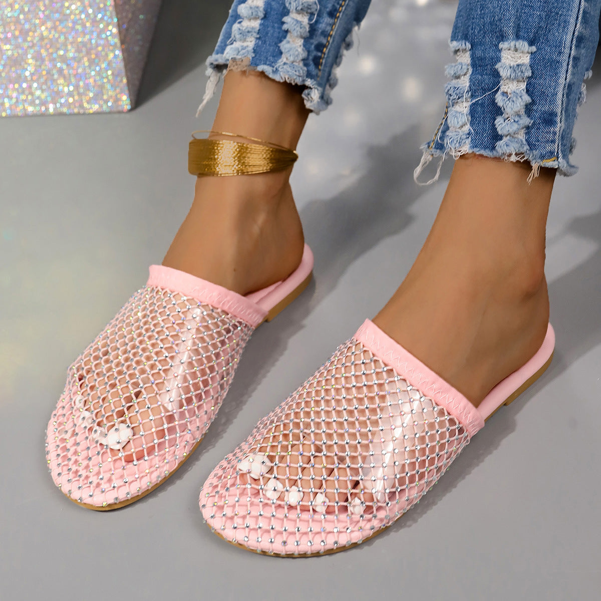 Transparent Rhinestone Hollow Sandals