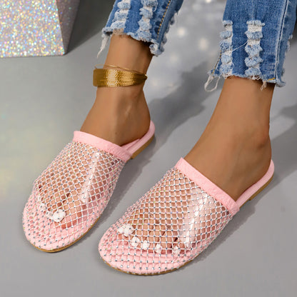 Transparent Rhinestone Hollow Sandals