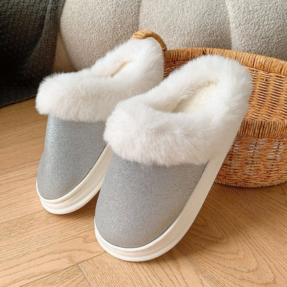 Sequined Plush Winter Slippers