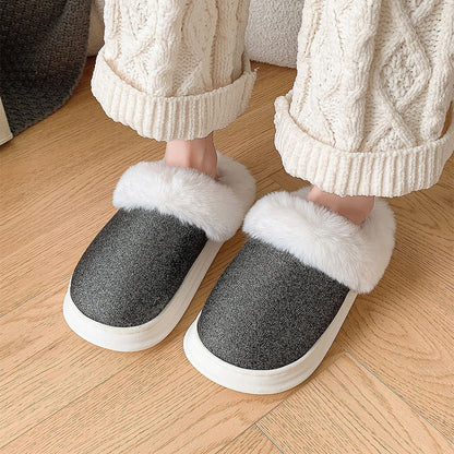 Sequined Plush Winter Slippers