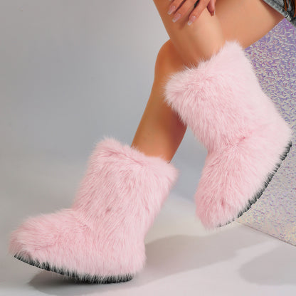 Furry Middle Snow Boots