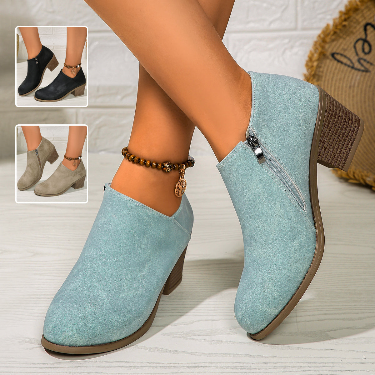 Chunky Heel Ankle Boots