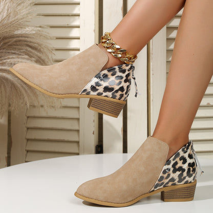 Leopard Print Pointed Boots