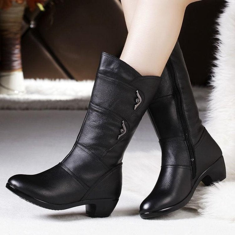 Velvet Padded Round Head Boots