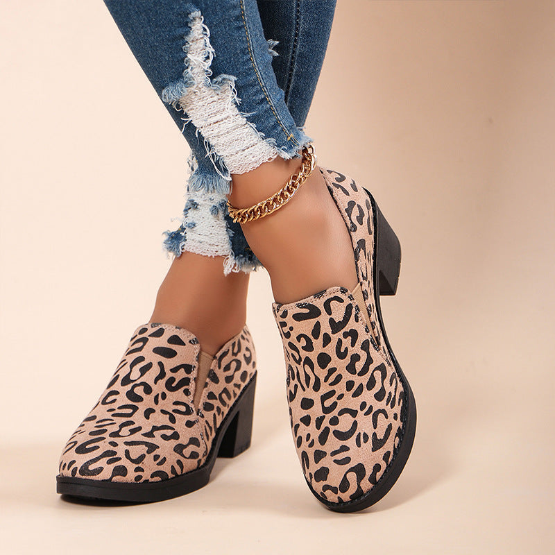 Leopard Print Chunky Heels