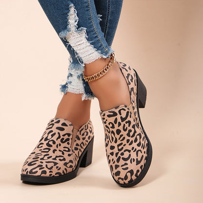 Leopard Print Chunky Heels