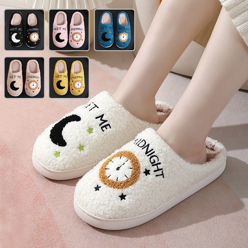 Moon & Clock Print Slippers