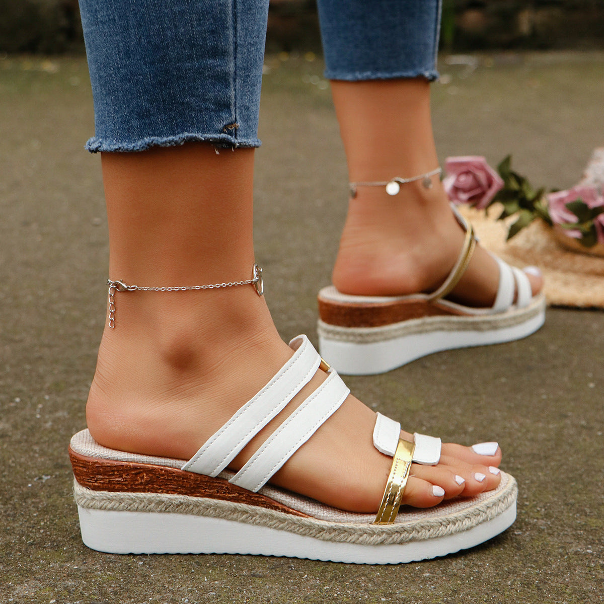 Colorblock Wedge Sandals