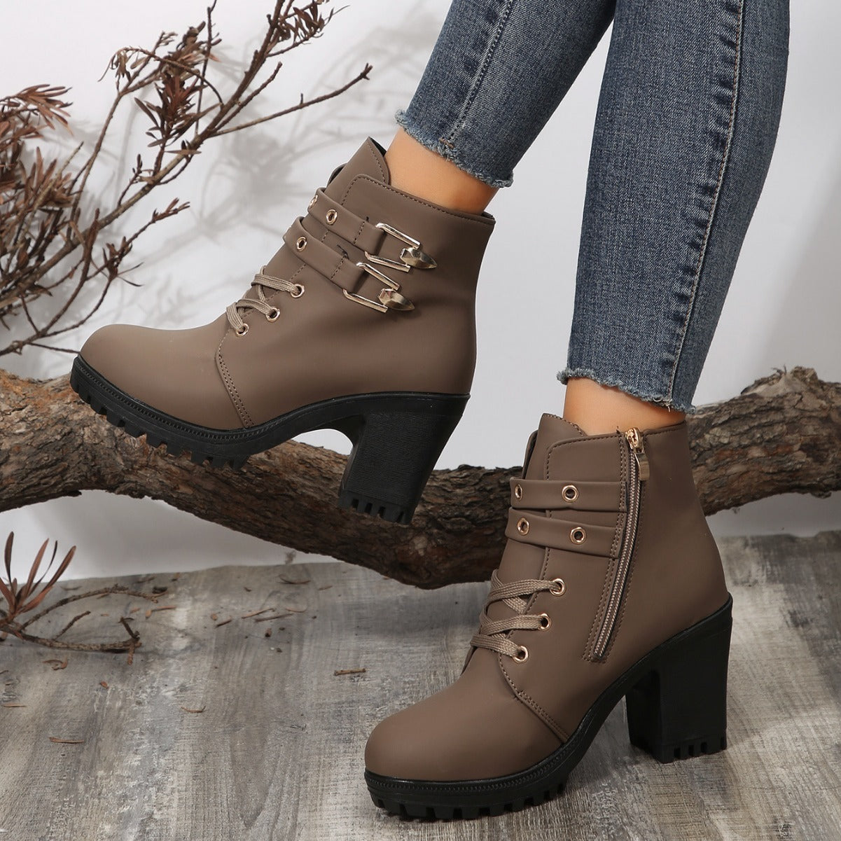 Chunky Heel Platform Booties