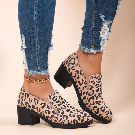 Leopard Print Chunky Heels