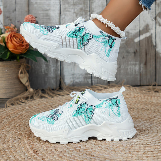 Butterfly Print Mesh Sneakers