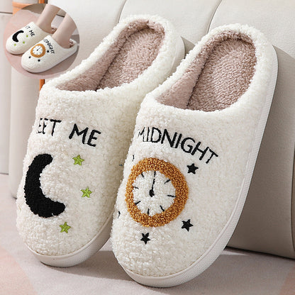 Moon & Clock Print Slippers