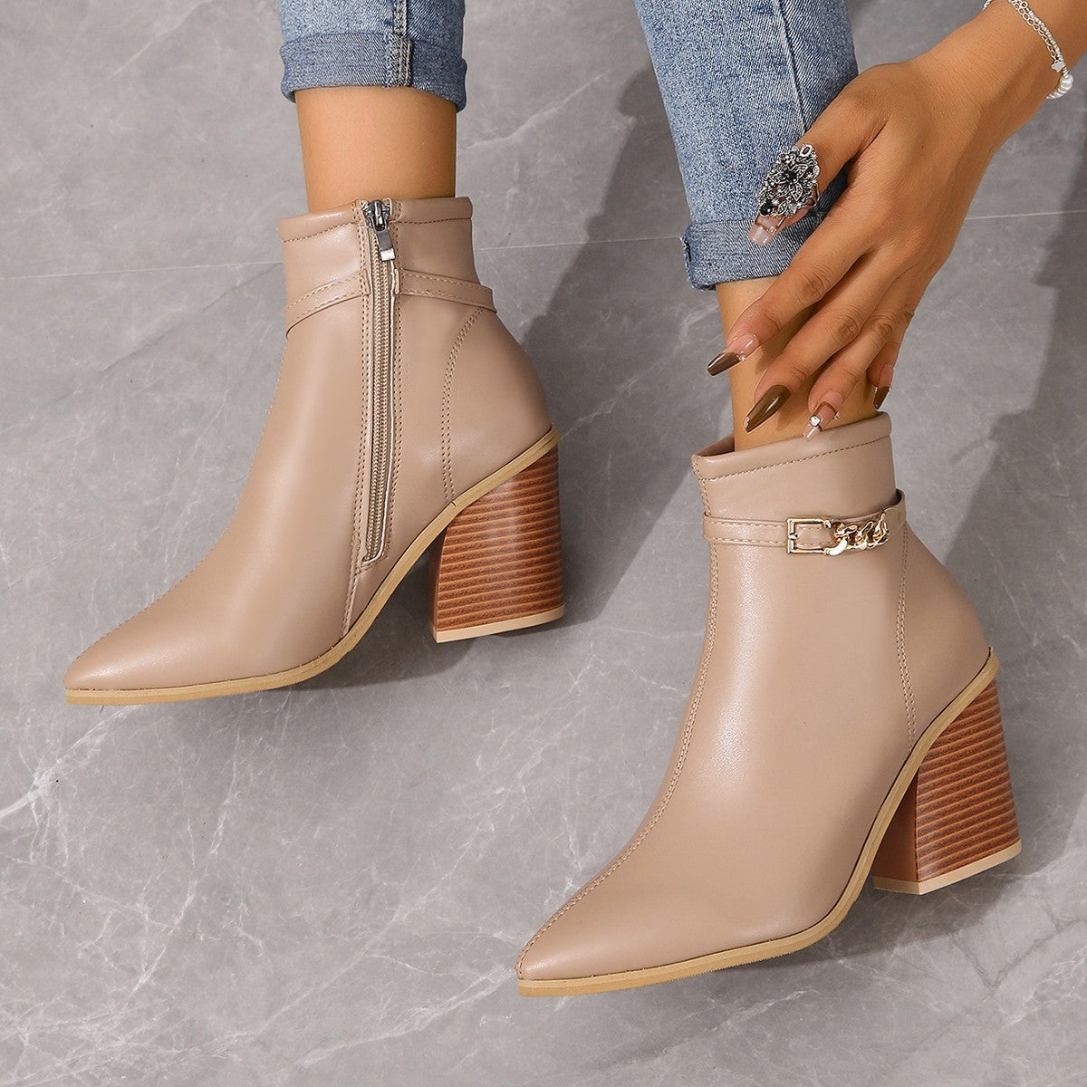 High Heel Pointed Martin Boots