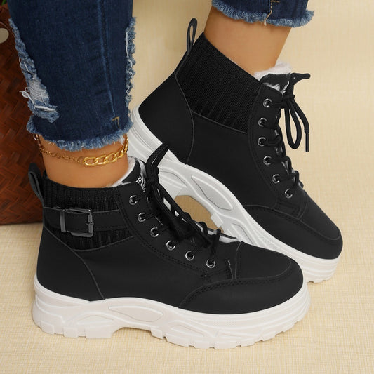 Plus Size Fleece-Top Platform Boots