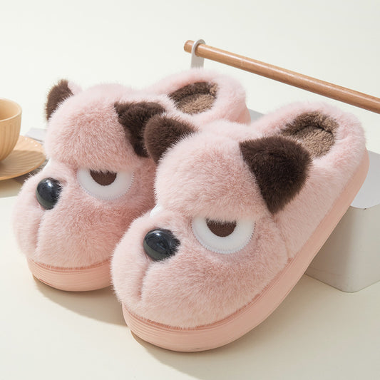 Cute Puppy Platform Cotton Slippers