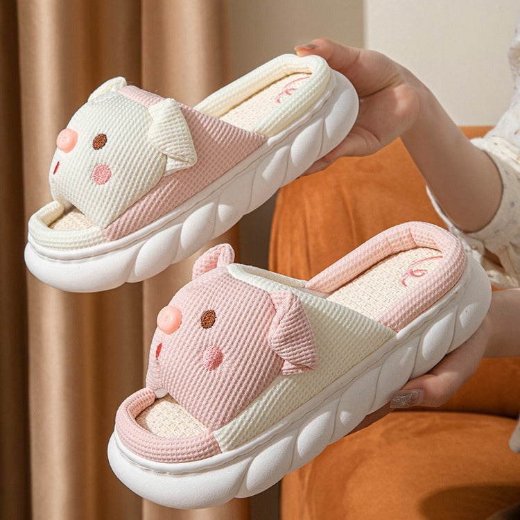 Piggy Couple Open Toe Slippers