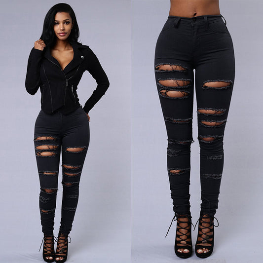 Ripped Jeans High Waist Pencil Pants
