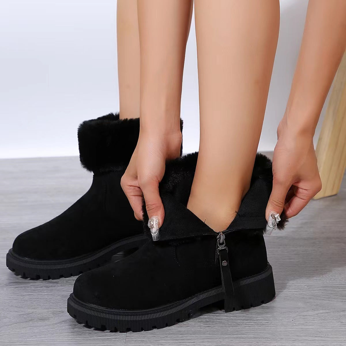 Warm Plush Side-Zipper Boots