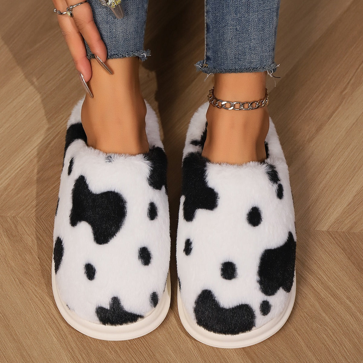 Cute Cow Print Slippers