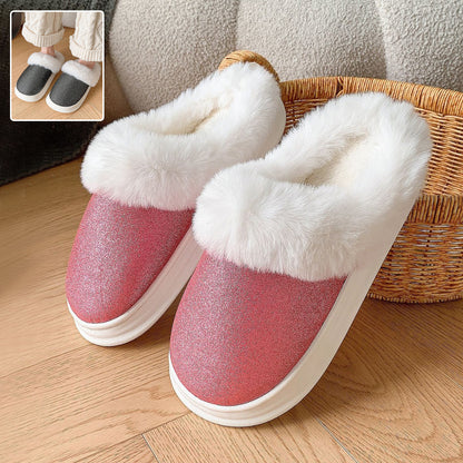 Sequined Plush Winter Slippers