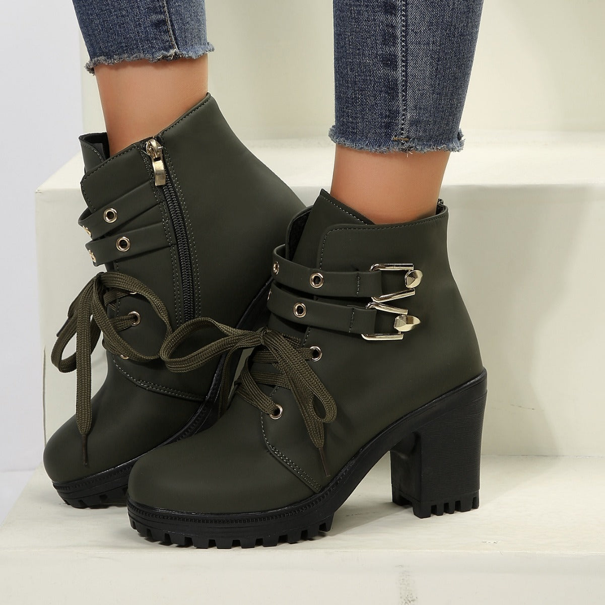 Chunky Heel Platform Booties