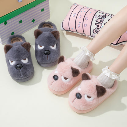 Cute Puppy Platform Cotton Slippers