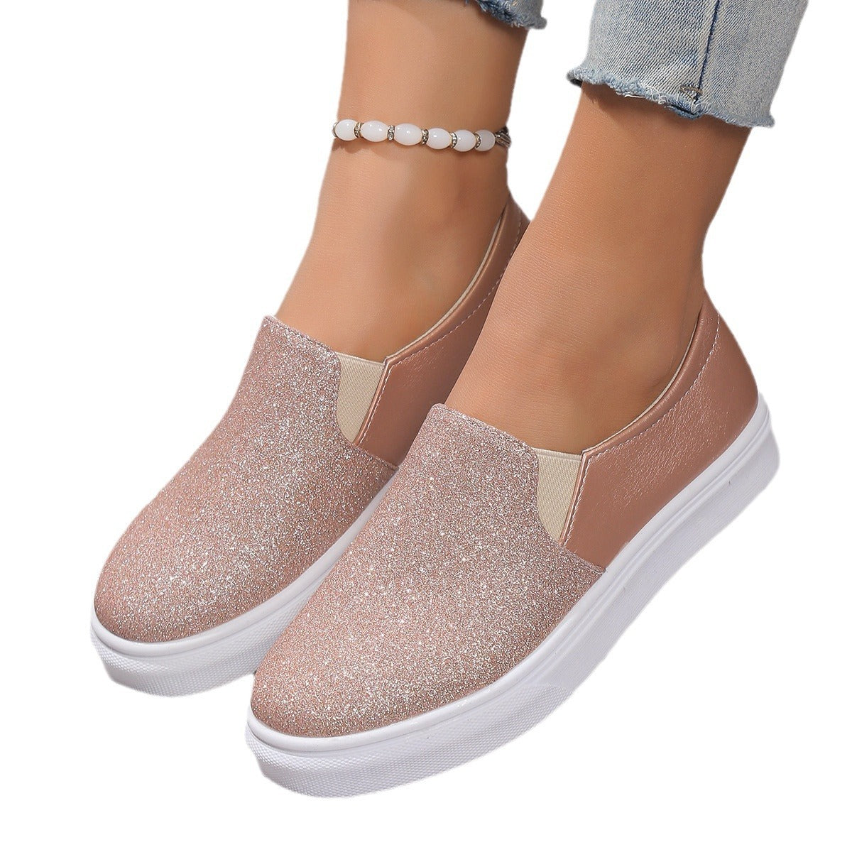 Plus Size Sequined Loafers