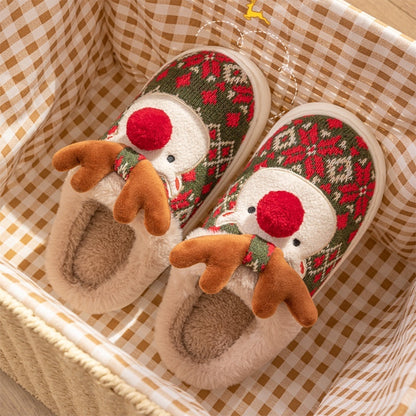 Christmas Elk Plush Slippers