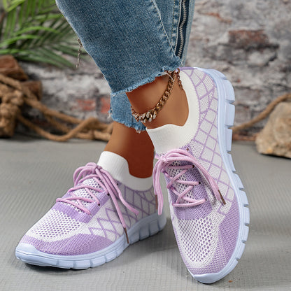 Colorblock Plaid Flyknit Sneakers