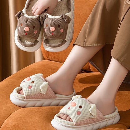 Piggy Couple Open Toe Slippers