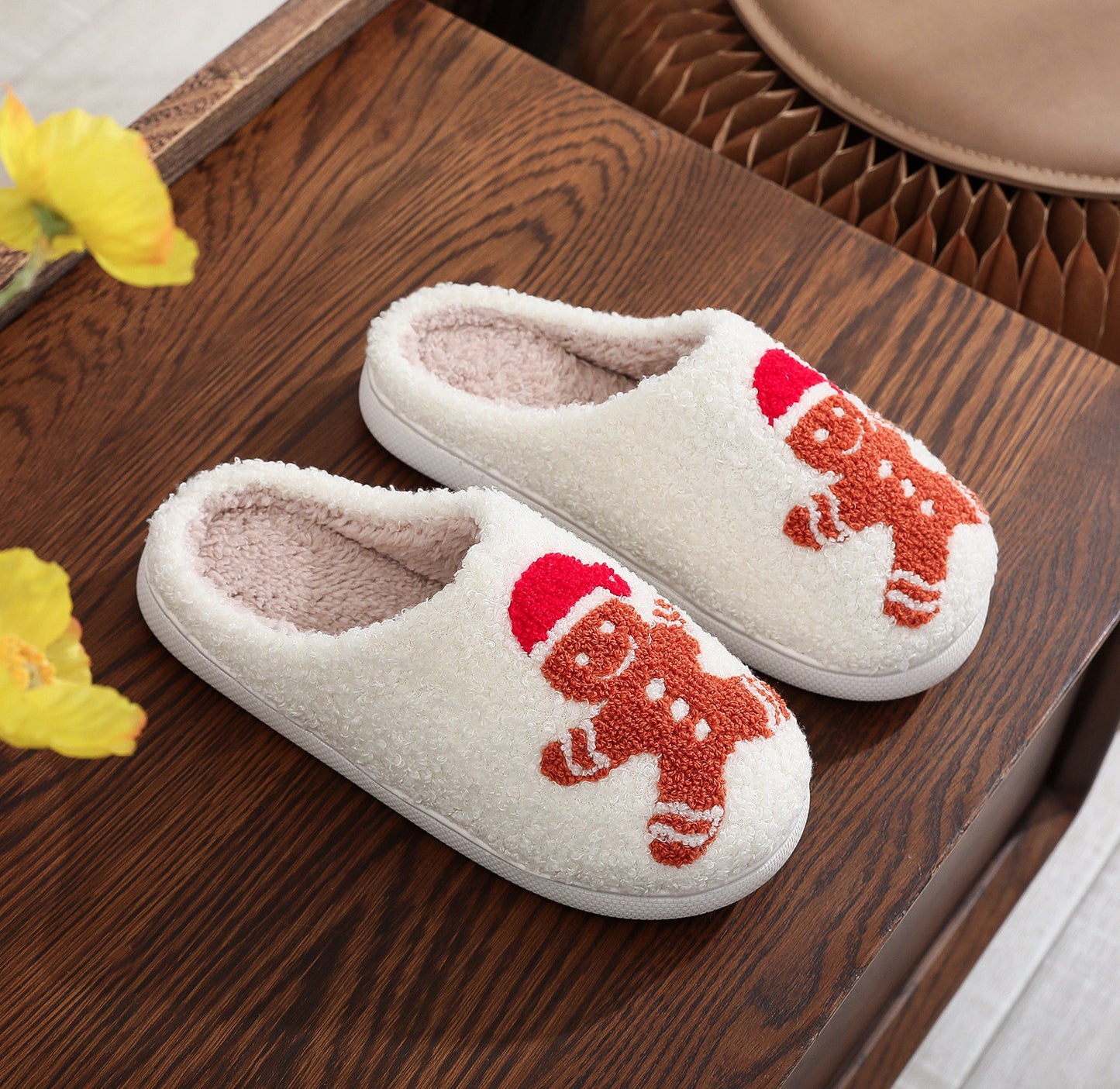 Gingerbread Cotton Home Slippers