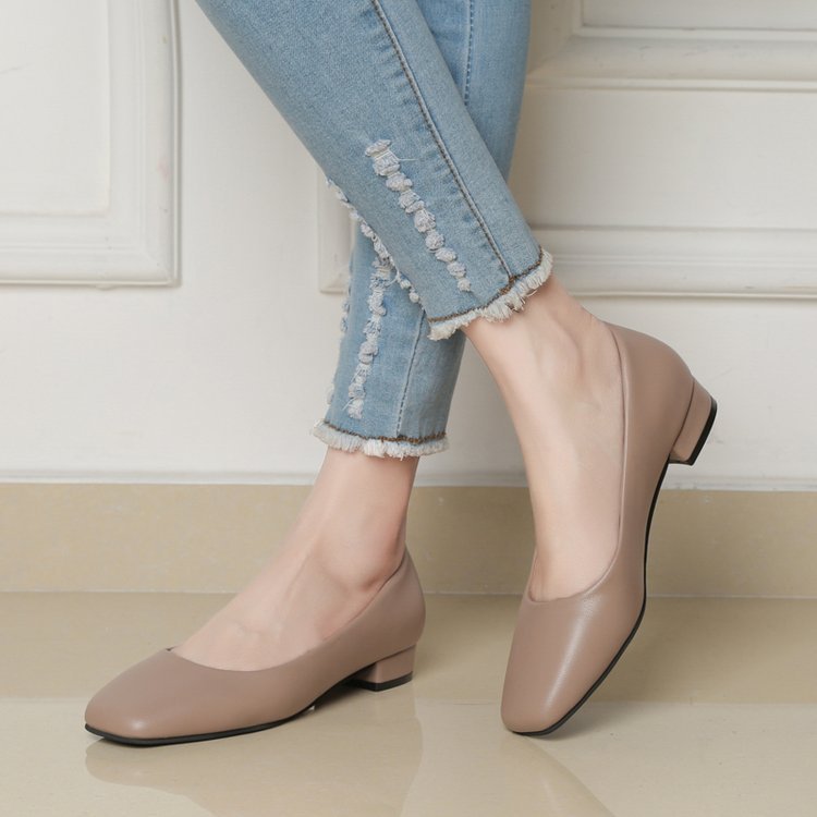 Chunky Heel Square Toe Shoes