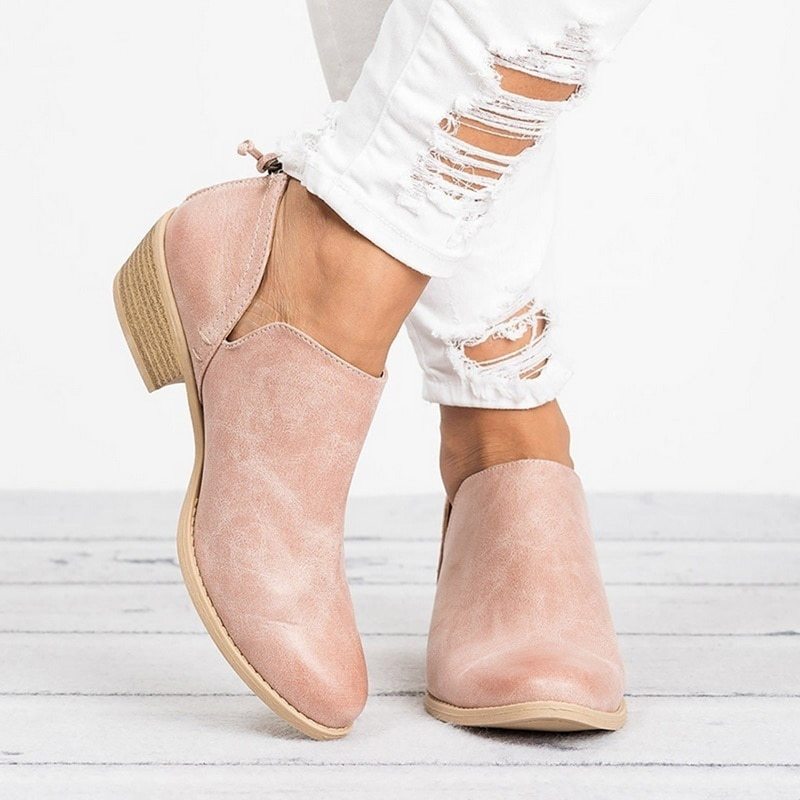 Retro High Heel Ankle Boots