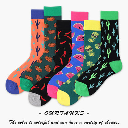 Cactus Fruit Cotton Crew Socks