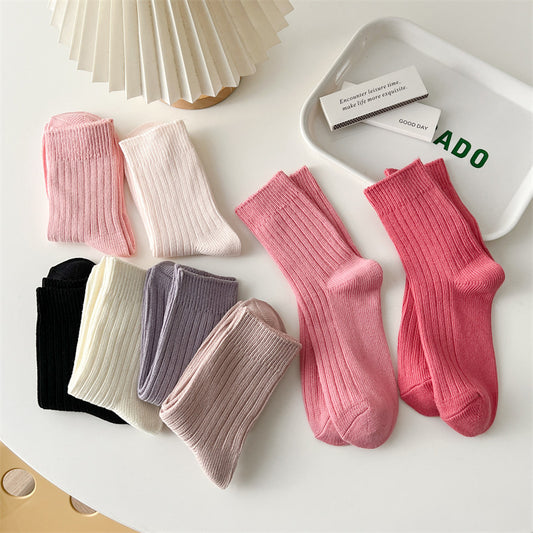 Thick Cotton Pink Bunching Socks