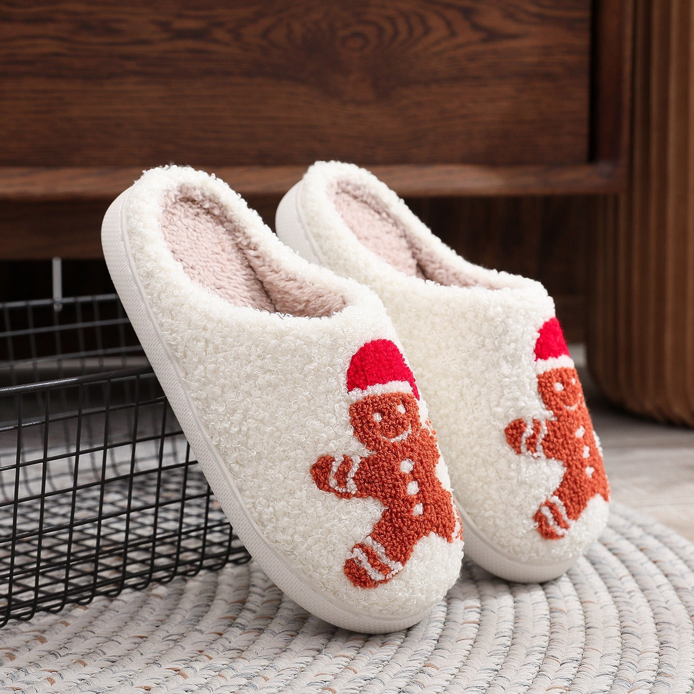 Gingerbread Cotton Home Slippers