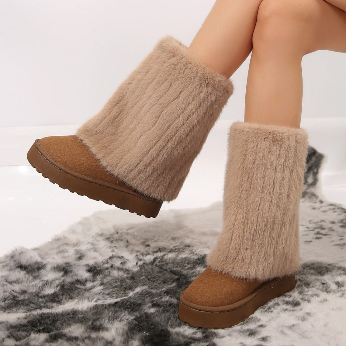 Thick-Soled Plush Snow Boots