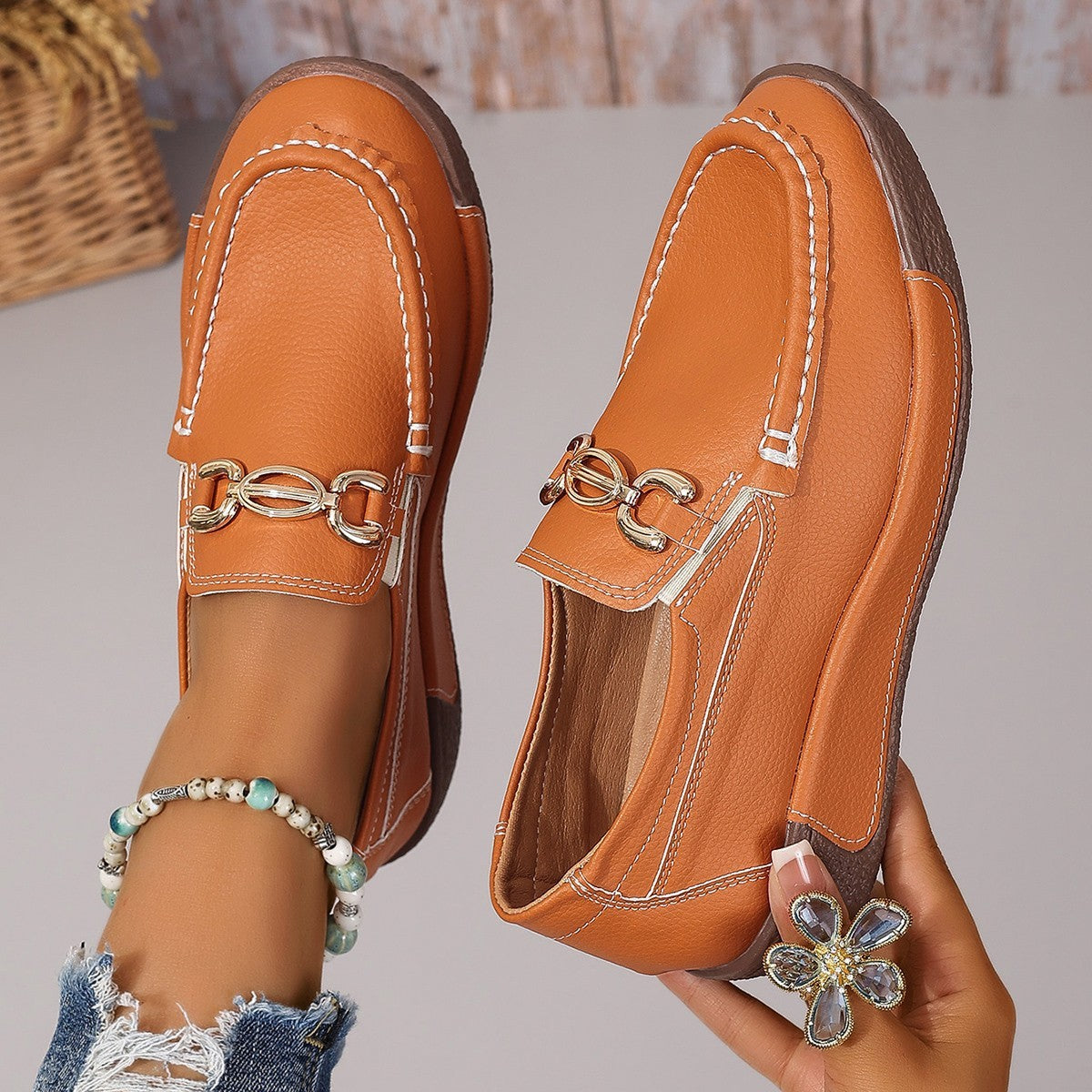 Round Toe Buckle Shoes